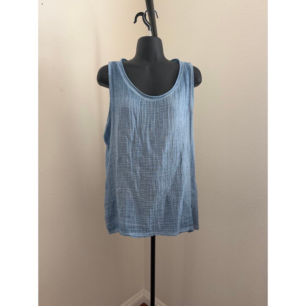 Gigi Moda cotton Italy blue tank top blouse tunic - Picture 2 of 5